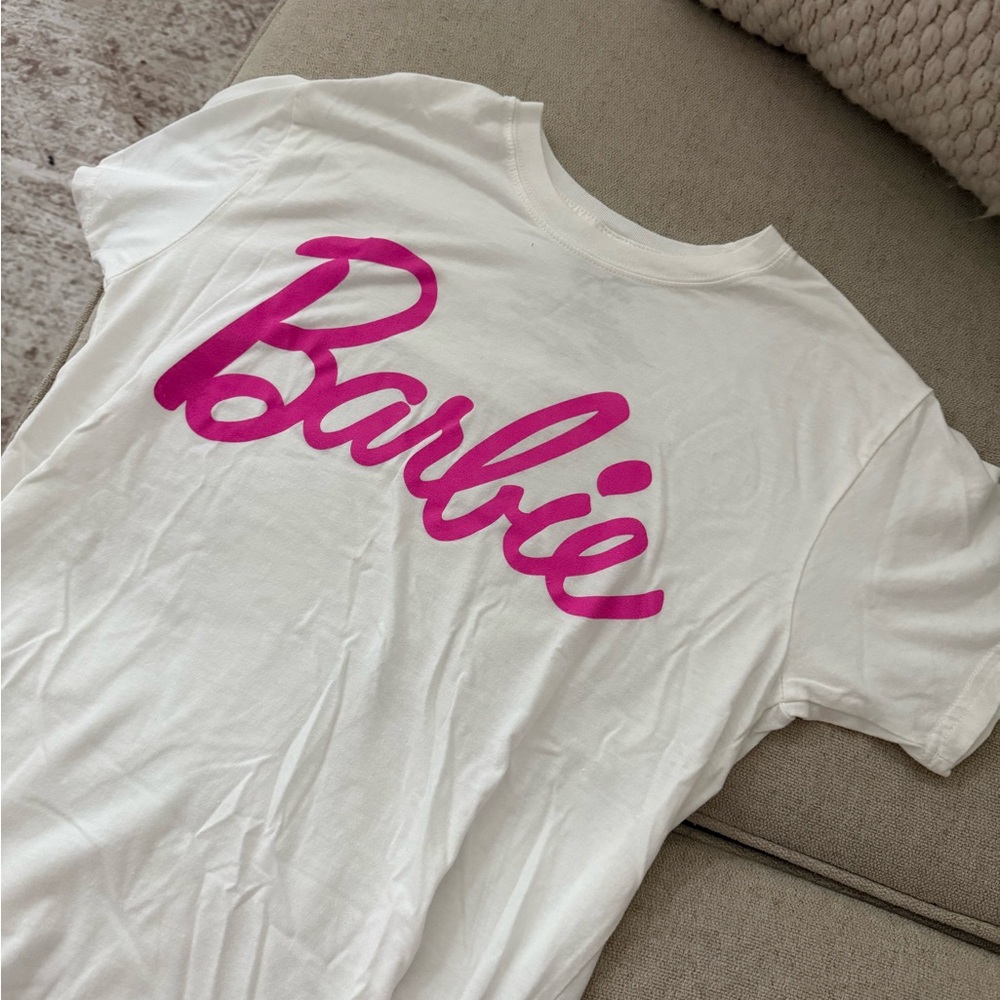 Barbie White Tee with pink Logo
